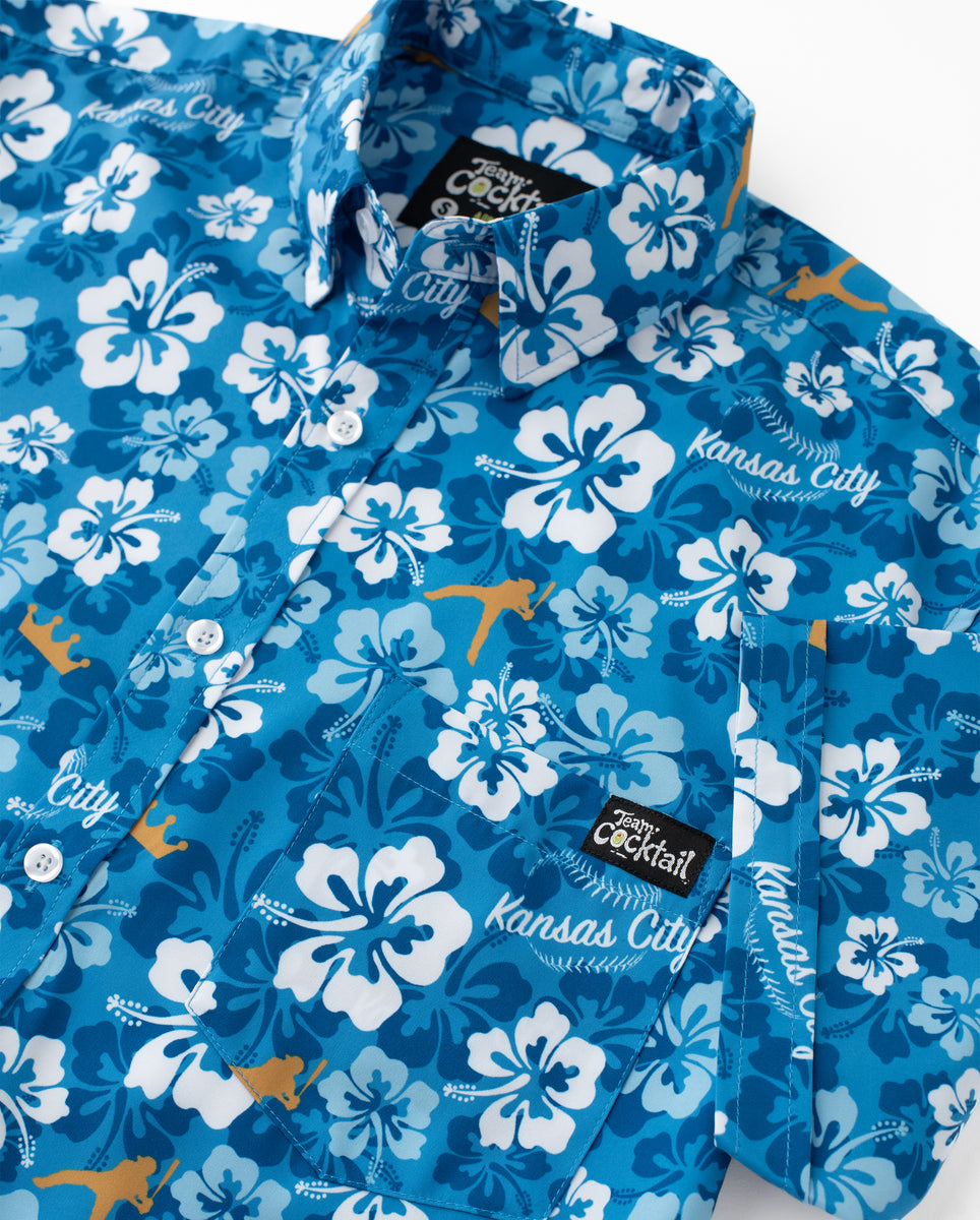 Hawaiian Shirt Rayon Vintage Kansas City Royals Mlb Team Hawaiian