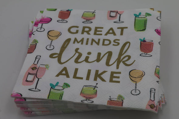 Funny Cocktail Napkins | Great Minds Drink Alike - 20ct