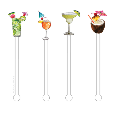 Tropical Cocktails Acrylic Stir Stick Combo Set