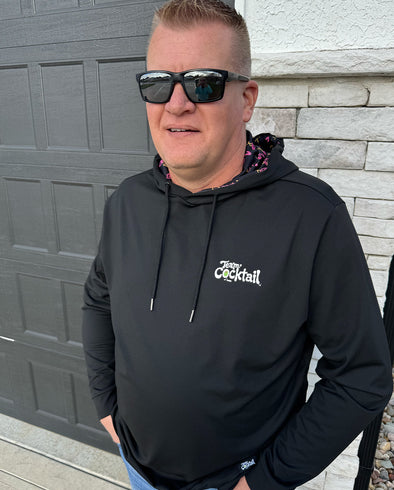 Black w/ Flamingos Lightweight Performance Pullover Hoodie