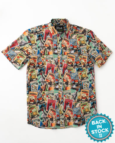 Retro Liquor Cards Unisex Button Up