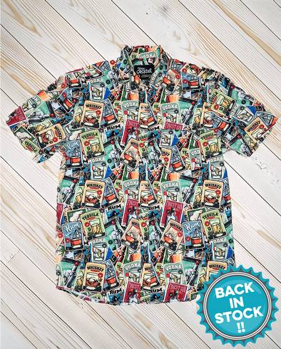 Retro Liquor Cards Unisex Button Up