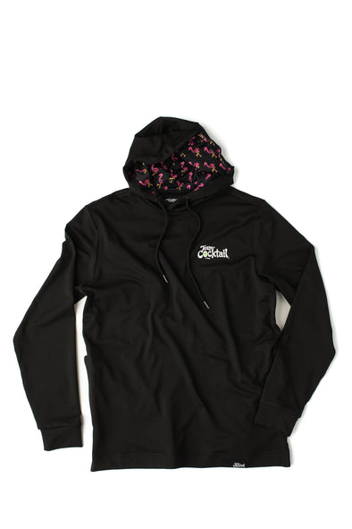 Black w/ Flamingos Lightweight Performance Pullover Hoodie