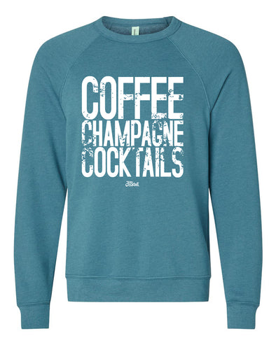 Coffee Champagne Cocktails Deep Teal Unisex Sweatshirt