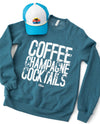 Coffee Champagne Cocktails Deep Teal Unisex Sweatshirt