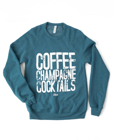 Coffee Champagne Cocktails Deep Teal Unisex Sweatshirt