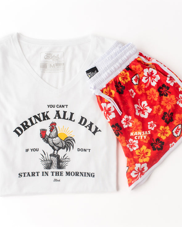 Drink All Day Ladies Triblend V-Neck T-Shirt