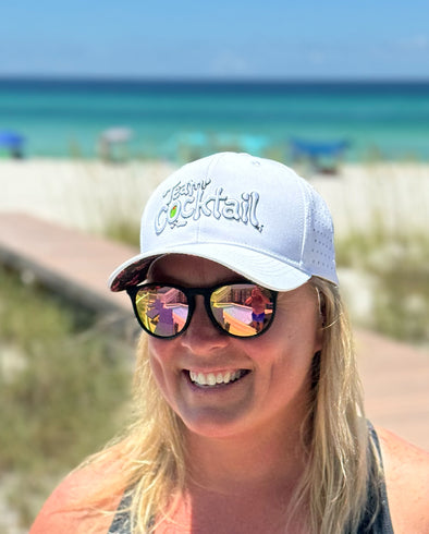 Logo w/ Neon Flamingos Performance Hat (White)
