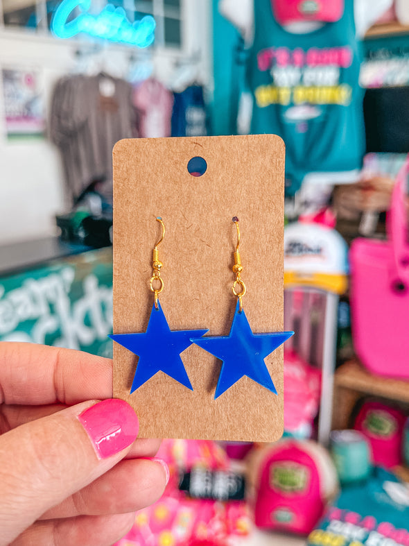 Blue Star Acrylic Earrings