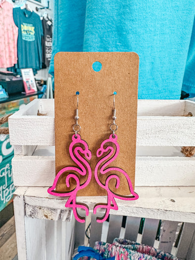 Flamingo Wood Earrings