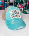 Tequila Lime & Sunshine C.C Ponytail Criss Cross Distressed Hat