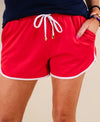 Red & White Drawstring Shorts