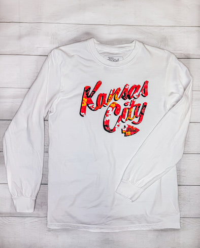 Kansas City Floral Text Unisex Heavyweight Longsleeve Tee