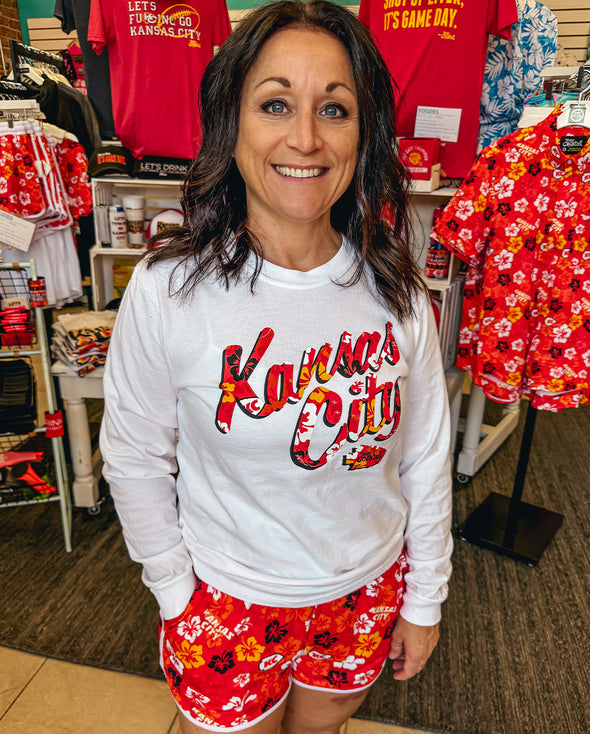 Kansas City Floral Text Unisex Heavyweight Longsleeve Tee