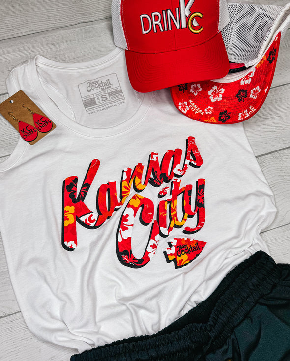 Kansas City Floral Text Ladies Tank