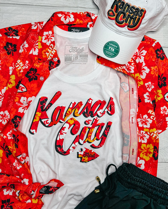Kansas City Floral Text Ladies Tank