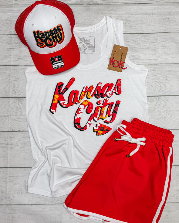 Kansas City Floral Text Ladies Tank