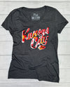 Kansas City Floral Text Ladies Triblend Vneck Tee