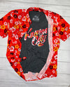 Kansas City Floral Text Ladies Triblend Vneck Tee