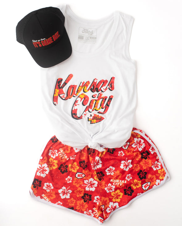 Kansas City Floral Text Ladies Triblend Tank-Top