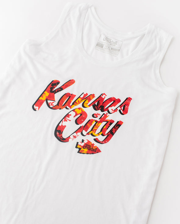 Kansas City Floral Text Ladies Triblend Tank-Top