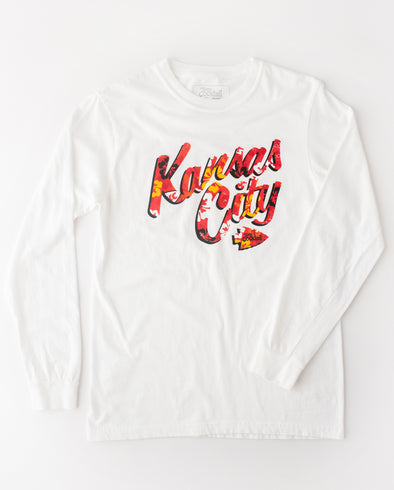 Kansas City Floral Text Unisex Heavyweight Long-sleeve T-Shirt