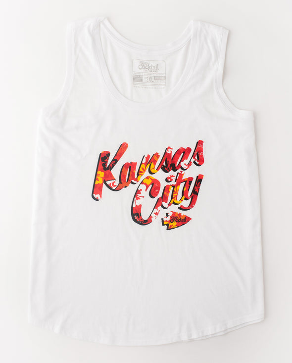 Kansas City Floral Text Ladies Triblend Tank-Top