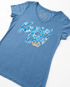 KC Royal Floral Text Ladies Triblend Vneck Tee