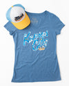 KC Royal Floral Text Ladies Triblend Vneck Tee