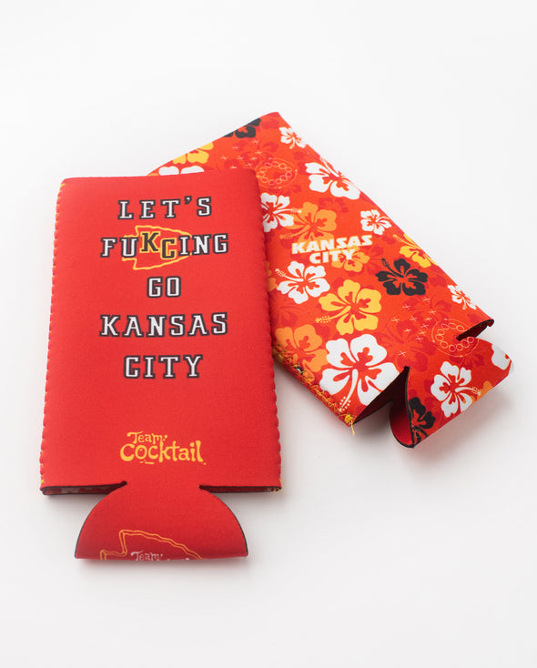 Tropical KC Football / Let's F*ing Go KC Reversible 24oz Neoprene Boozie