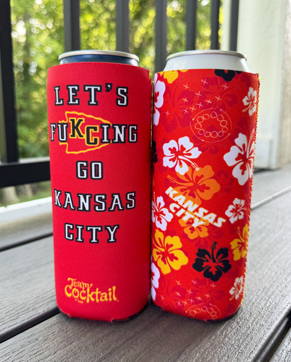 Tropical KC Football / Let's F*ing Go KC Reversible 24oz Neoprene Boozie