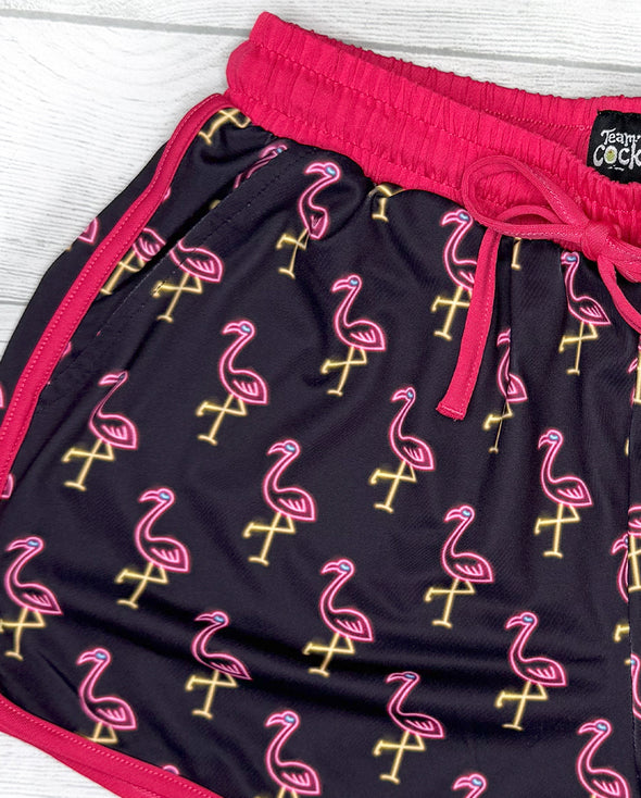 Neon Flamingos Ladies Shorts