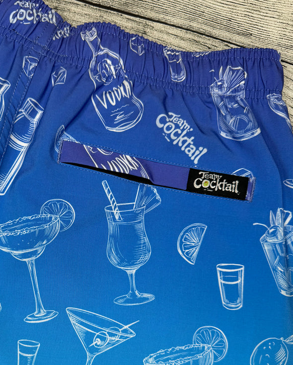 Ombre Sketch Cocktails Hybrid Swim Shorts