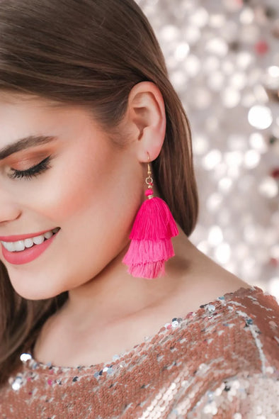 PS I Love You Tassel Earrings - Pink