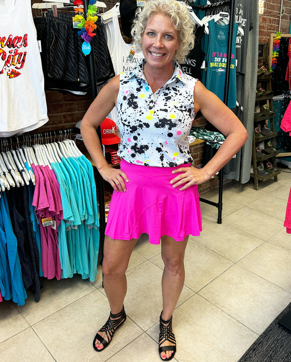 Hot Pink Performance Asymmetric Skort