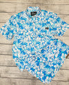 Sapphire Floral Unisex Pearl-Snap Button Up