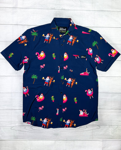 Tropical Santa Unisex Button Up