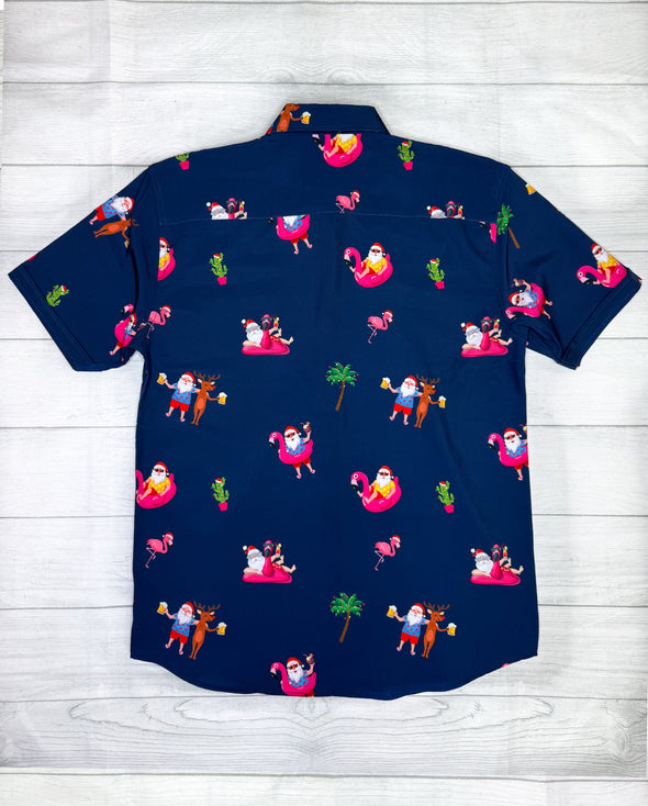 Tropical Santa Unisex Button Up
