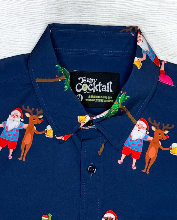 Tropical Santa Unisex Button Up