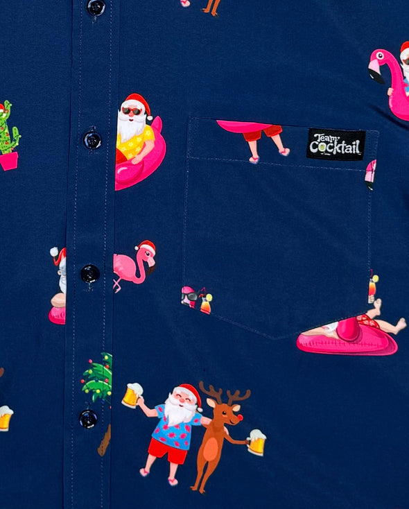 Tropical Santa Unisex Button Up