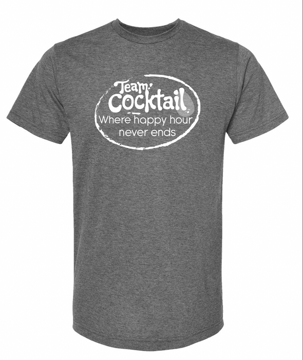 Team Cocktail Where Happy Hour Never Ends Olive Unisex Tee