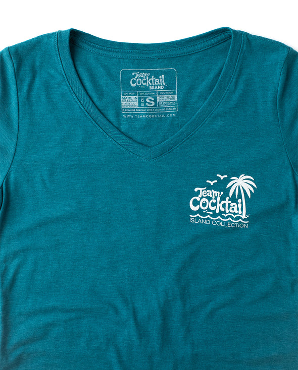 Sunny, Chance of Cocktails Ladies Triblend V-neck T-Shirt
