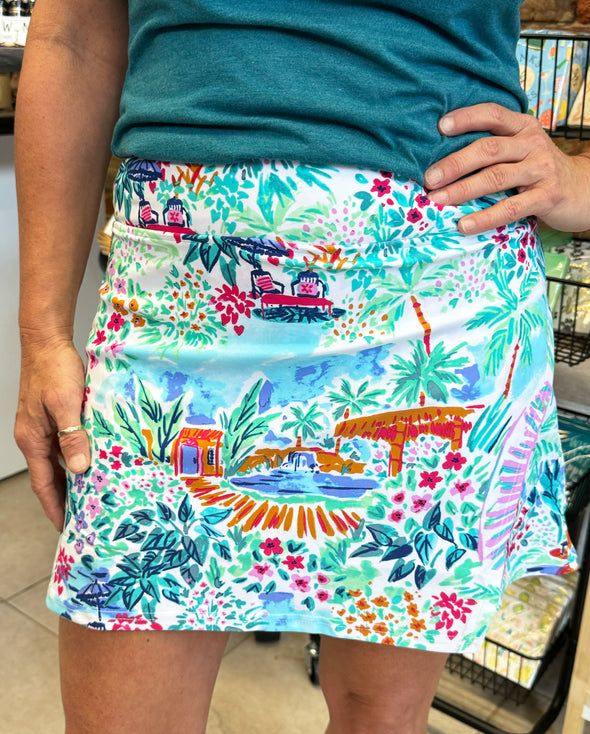 Tiki Getaway Performance Overlap Skort