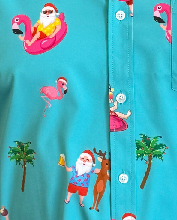 Tropical Santa Unisex Button Up