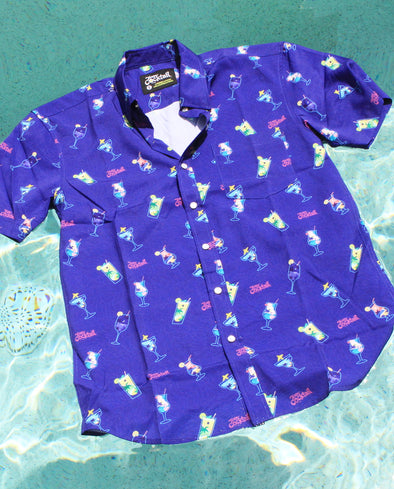 Vacation Cocktails NAVY Unisex Button Up