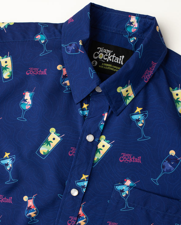 Vacation Cocktails NAVY Unisex Button Up