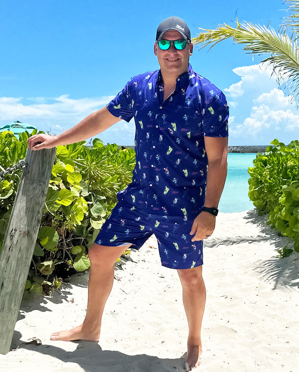 Vacation Cocktails NAVY Unisex Button Up
