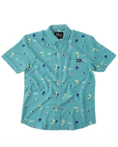 Vacation Cocktails TEAL Unisex Button Up