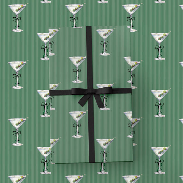 Tini Holiday Martini & Bow Wrapping Paper
