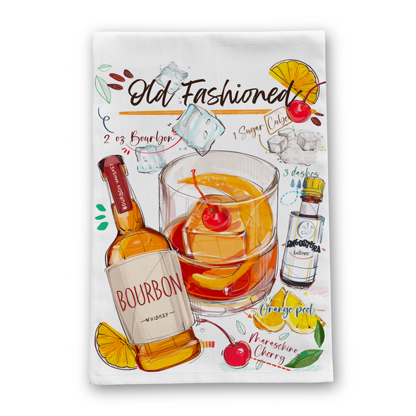 Old Fashioned Bourbon Recipe Tea Towel